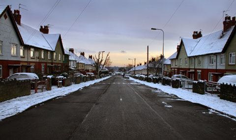 Ely street scene in the snow