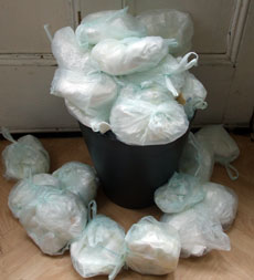 Mountain of nappy bags