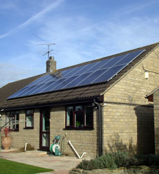 Solar panels on the roof of Bridget's parents' home.